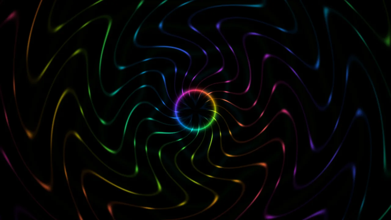 Colorful Spectral Spiral Light on Black 4K Wallpaper