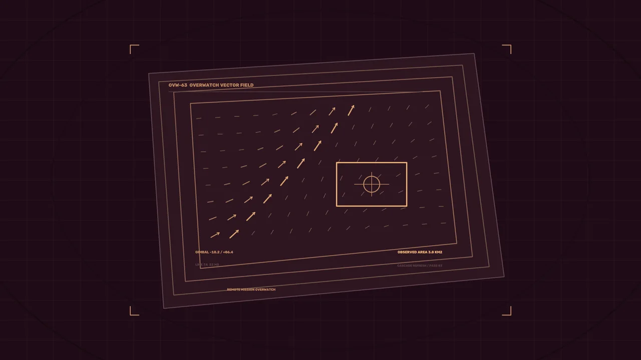 Fictional Vector Field Targeting HUD — Amber Dashboard on Burgundy Grid, 4K