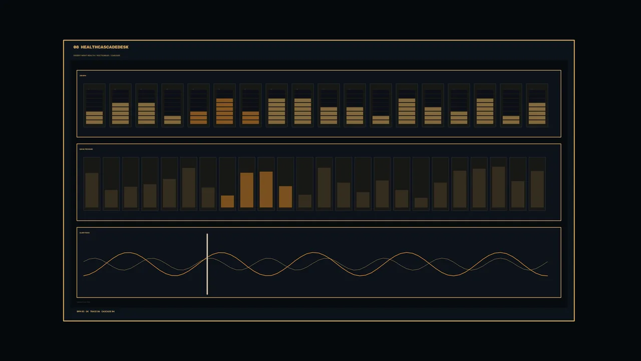 Sci-Fi Data Status HUD Dashboard with Bar Charts and Line Graph