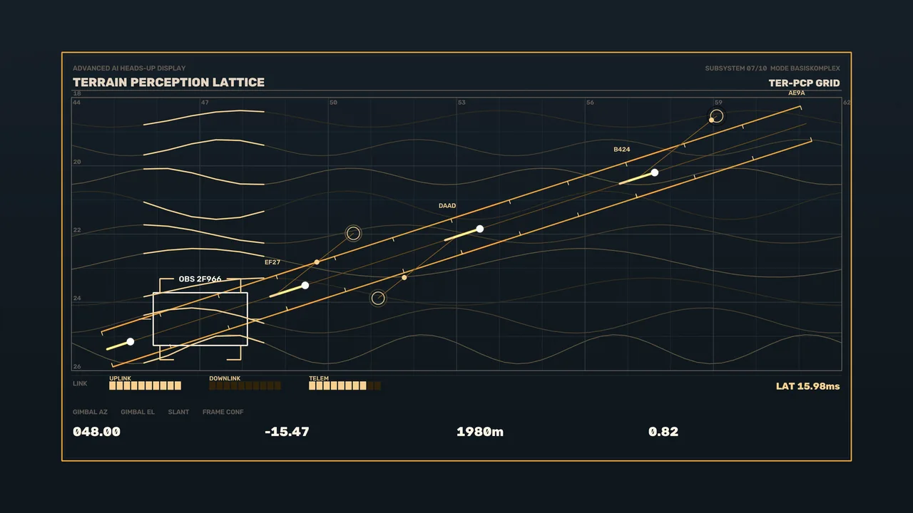 Amber Science-Fiction HUD Tracking Grid Telemetry Dashboard 4K Wallpaper