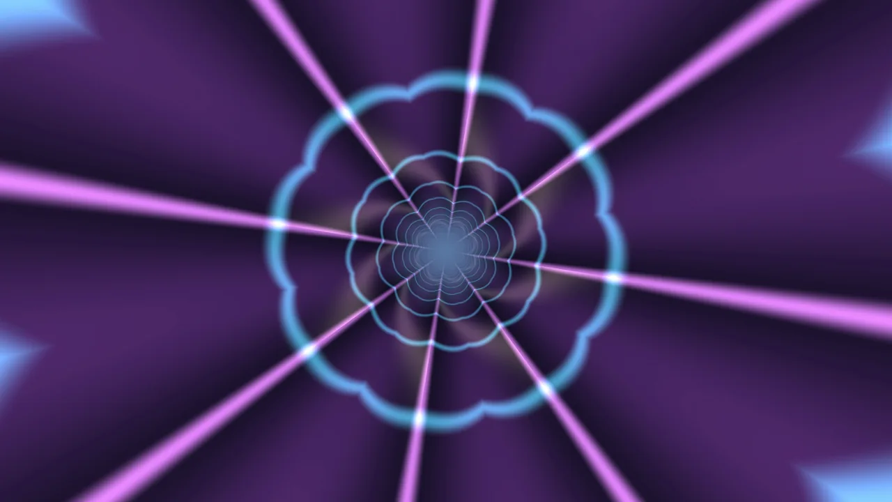 Violet and Cyan Geometric Tunnel 4K Wallpaper