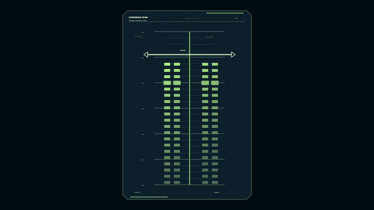 Futuristic Green Telemetry HUD Dashboard with Central Data Spine 4K Wallpaper