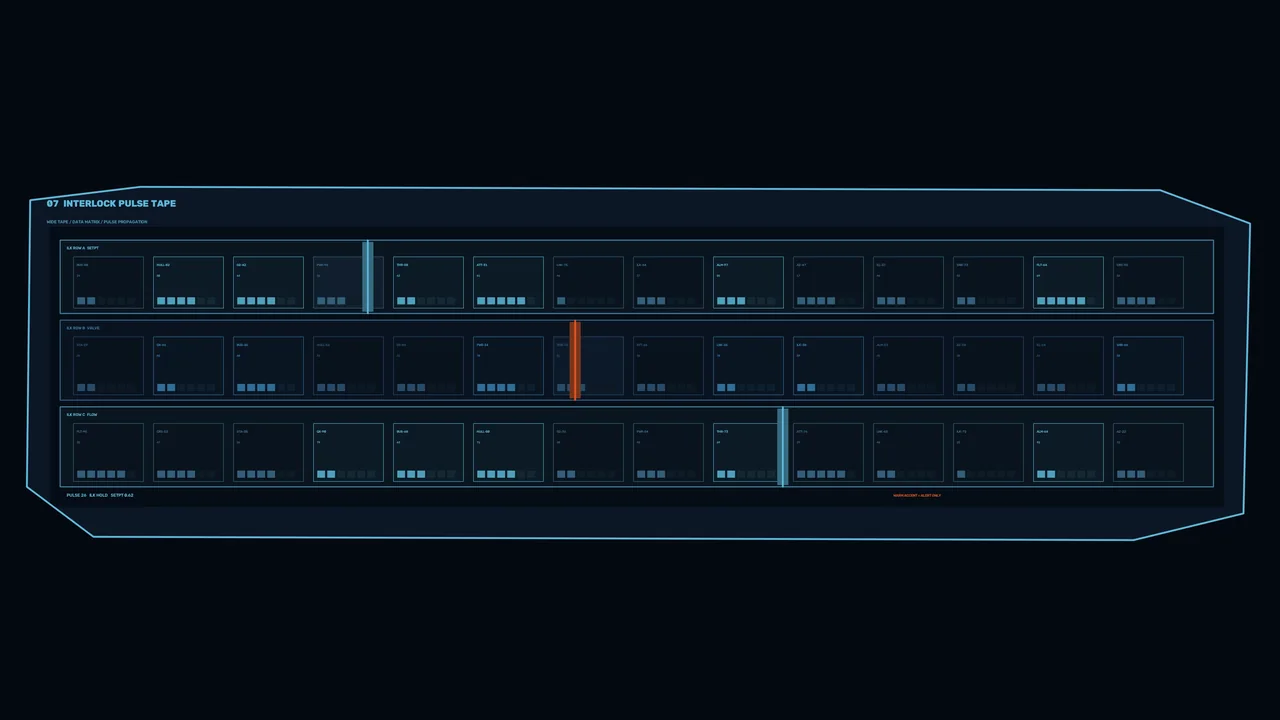 Blue Interlock Pulse Diagnostic HUD with Modular Telemetry Panels