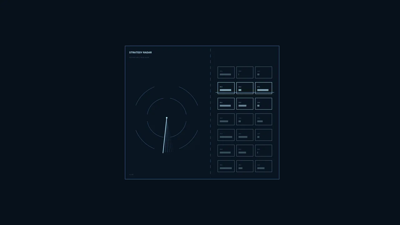 Strategy Radar Telemetry HUD Interface – Dark Blue 4K Wallpaper