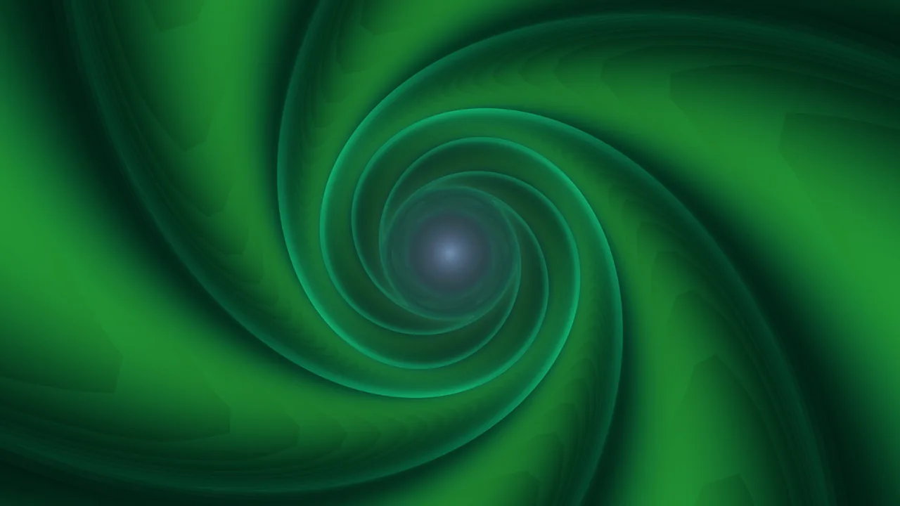 Abstract Emerald Spiral Tunnel with Blue Glow 4K Wallpaper