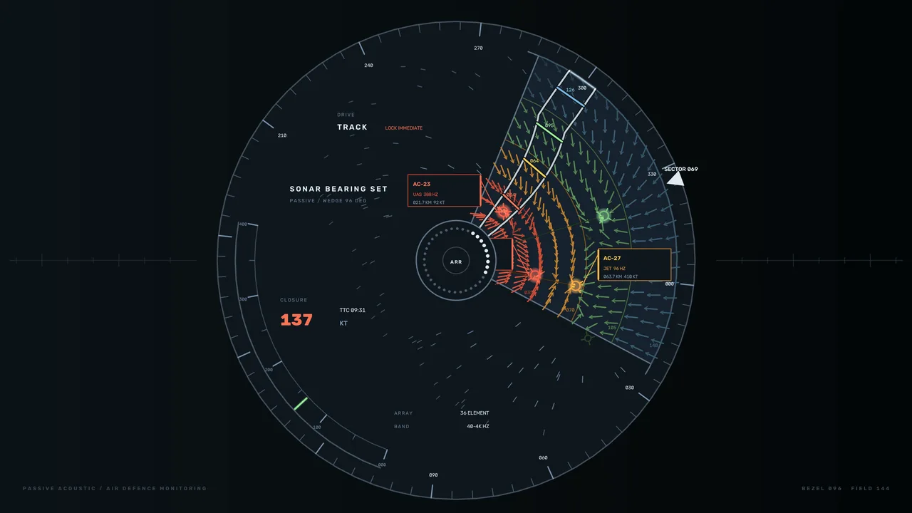 Sci-Fi Air Defense Monitoring Sonar HUD 4K Wallpaper