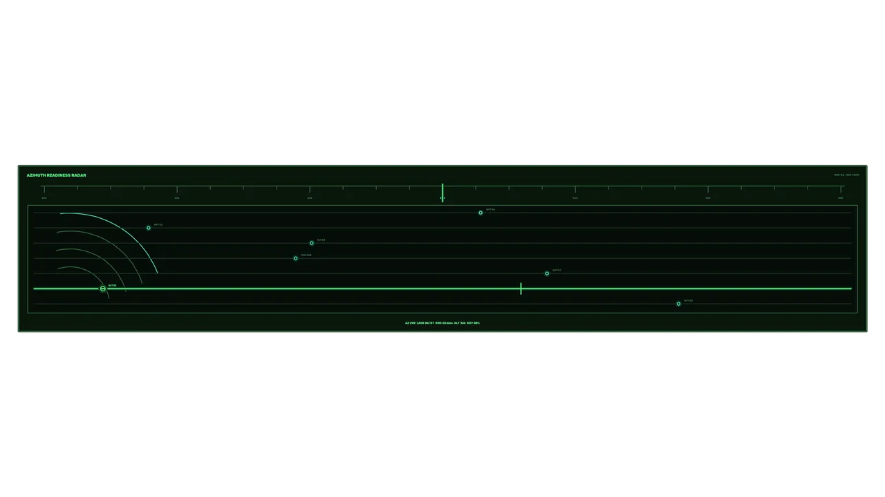 Green Azimuth Radar HUD with Range Arcs and Telemetry Markers 4K Sci-Fi Wallpap​
