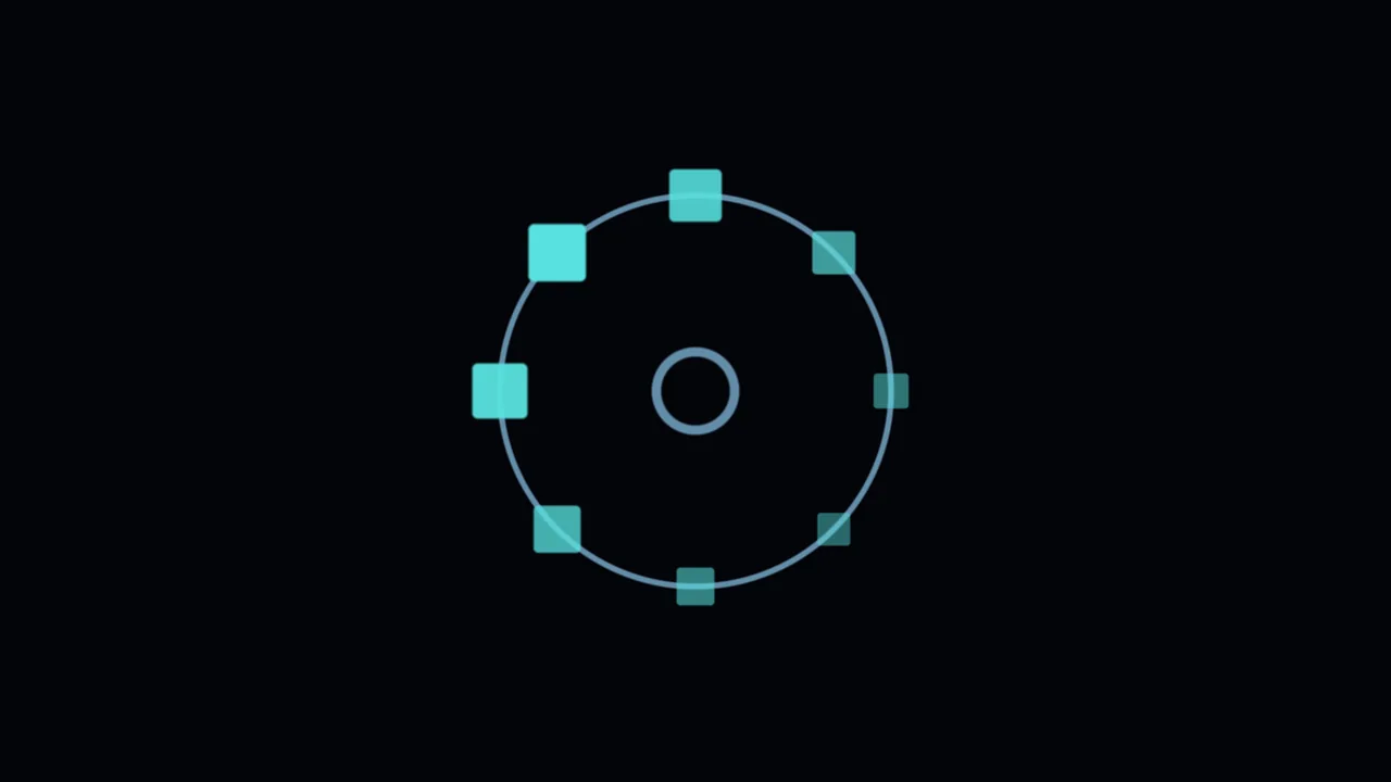 Teal Orbital Ring Icon on Black 4K Wallpaper