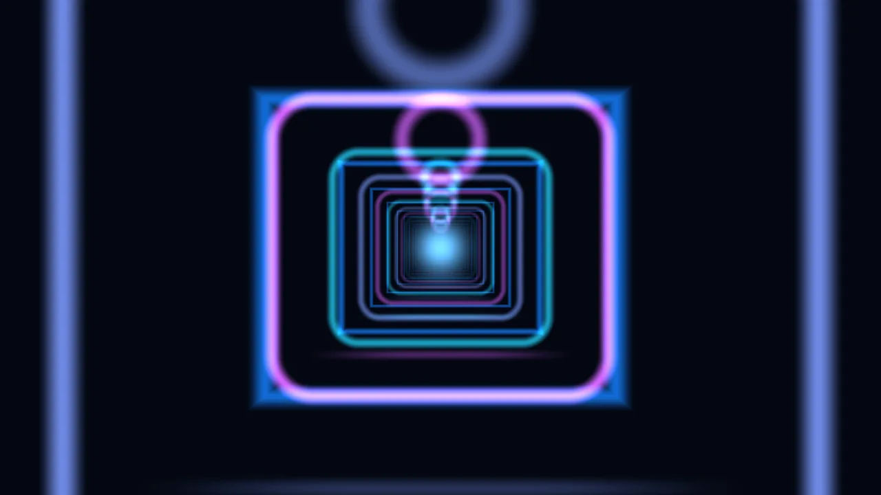 Neon Portal Symbol with Nested Rounded Rectangles 4K Wallpaper