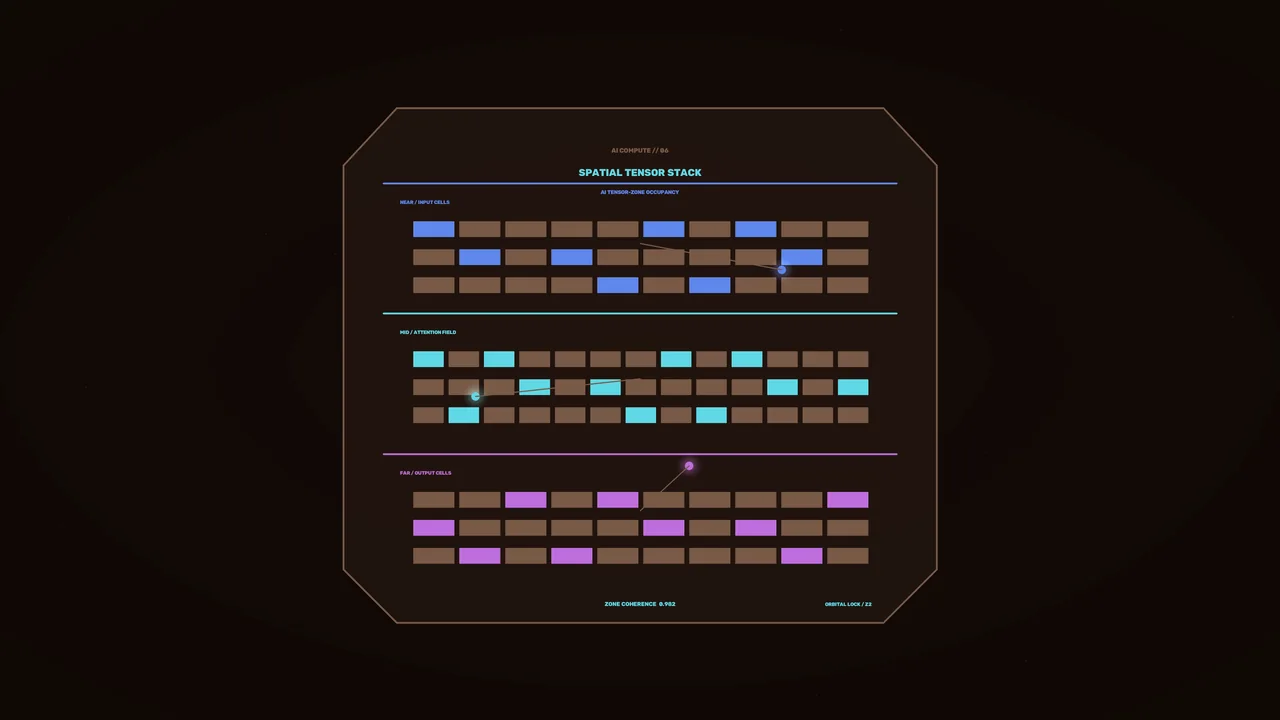 Spatial Tensor Stack Sci-Fi HUD Status Display 4K Wallpaper