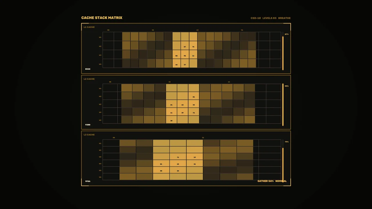 Sci-Fi Cache Stack Matrix HUD 4K Wallpaper