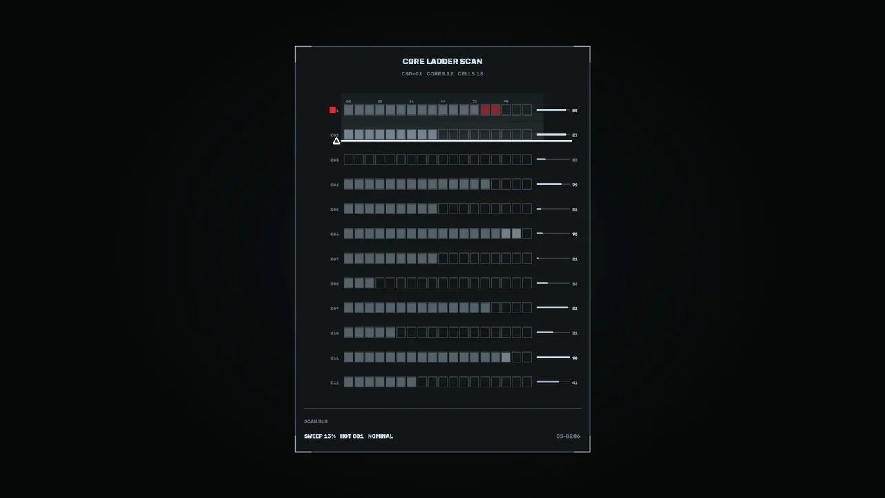 Core Ladder Scan Sci-Fi HUD Dashboard 4K Wallpaper