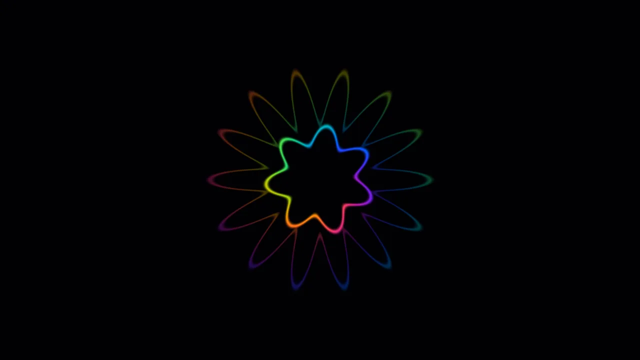 Neon Radial Flower Outline 4K Wallpaper