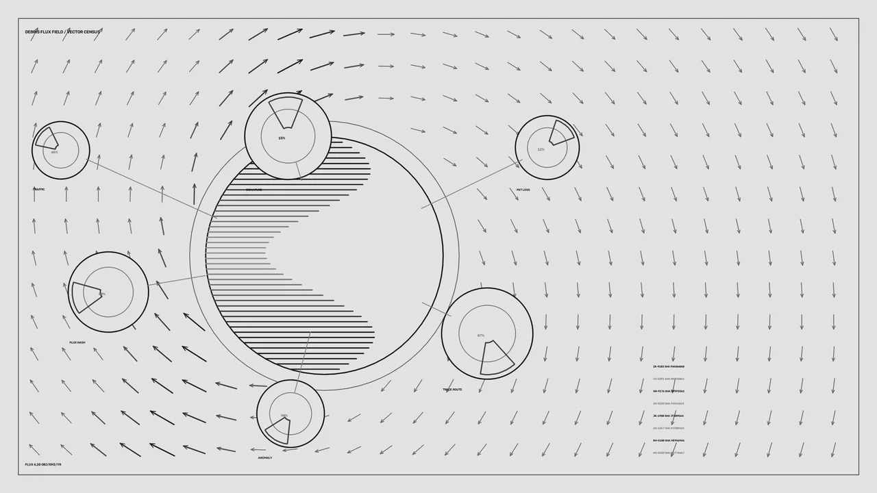 Monochrome Space Debris Telemetry HUD 4K Wallpaper