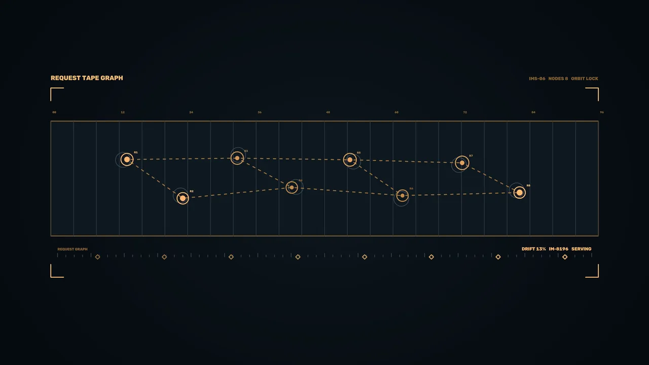Fictional Sci-Fi Telemetry HUD with Request Graph and Linked Nodes 4K Wallpaper