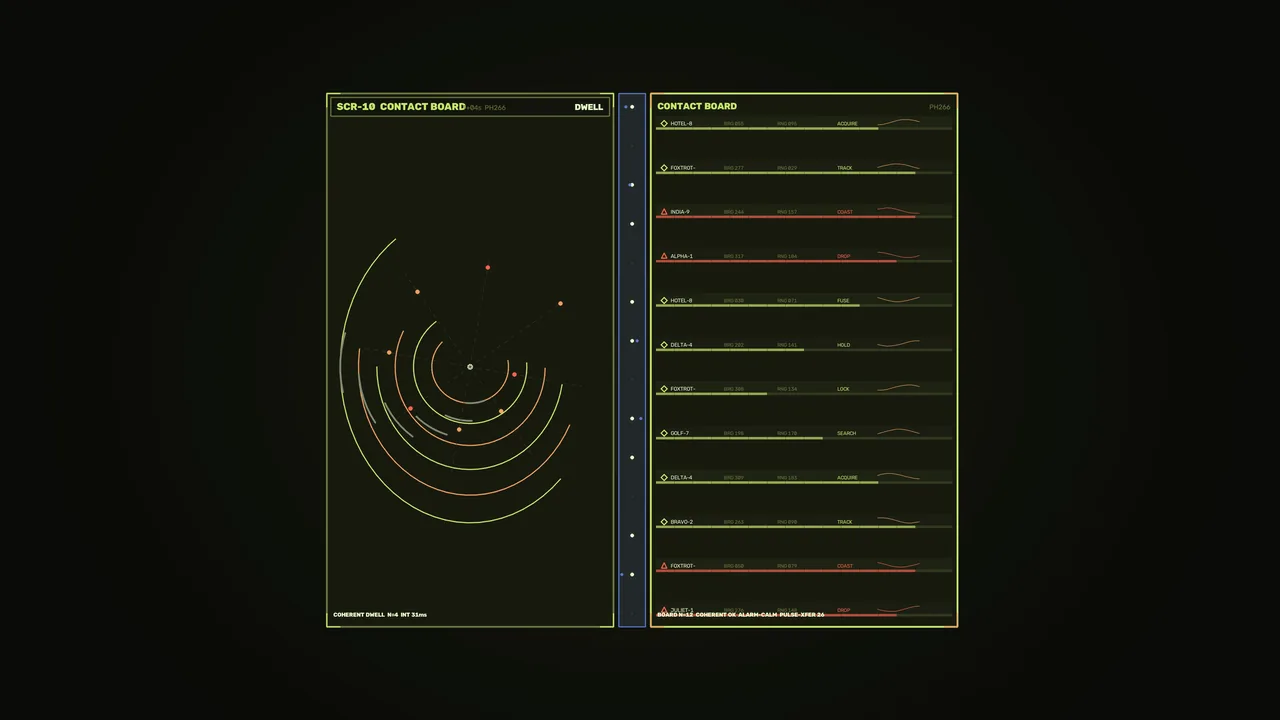 Sci-Fi Contact Board HUD with Circular Radar Scanner, 4K Wallpaper