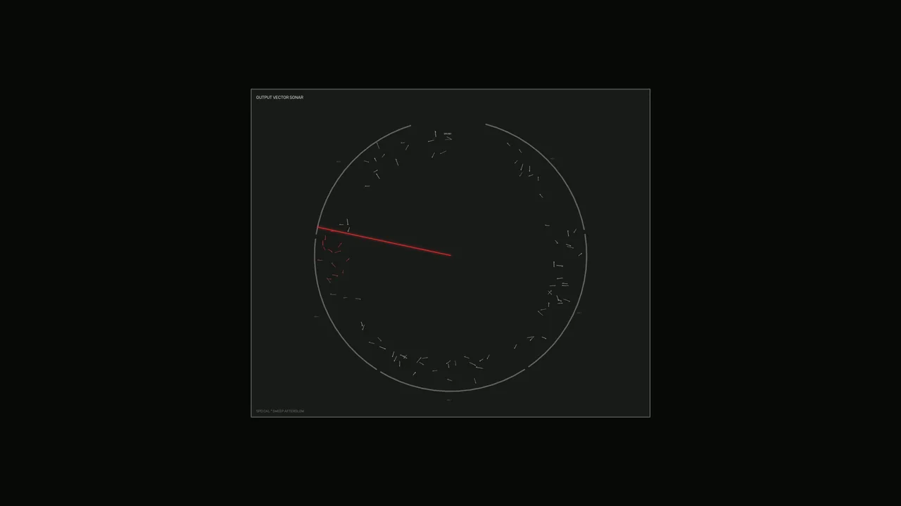 Circular Sonar Scanner HUD with Red Vector Line 4K Sci-Fi Wallpaper