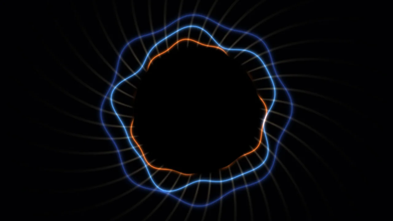 Futuristic Circular Scanner Interface with Blue and Orange Rings