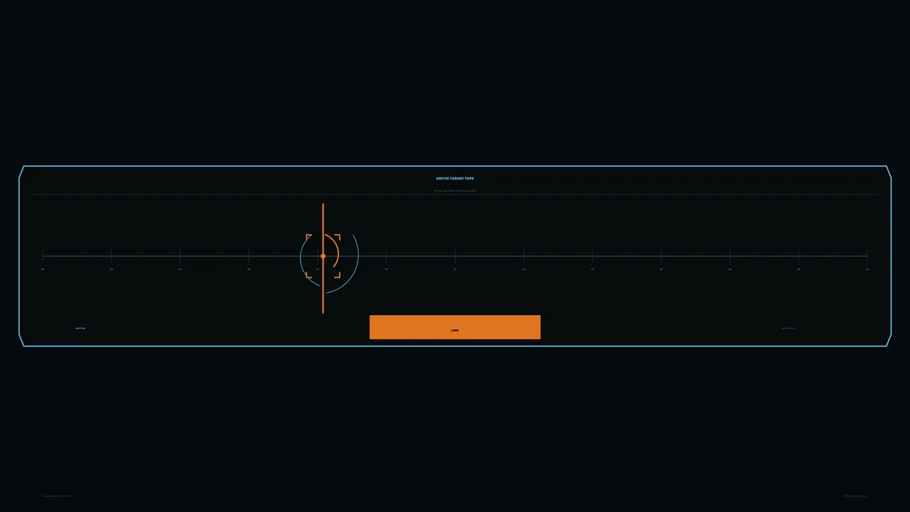 Sci-Fi Target Tracking HUD with Cyan Scale and Orange Reticle
