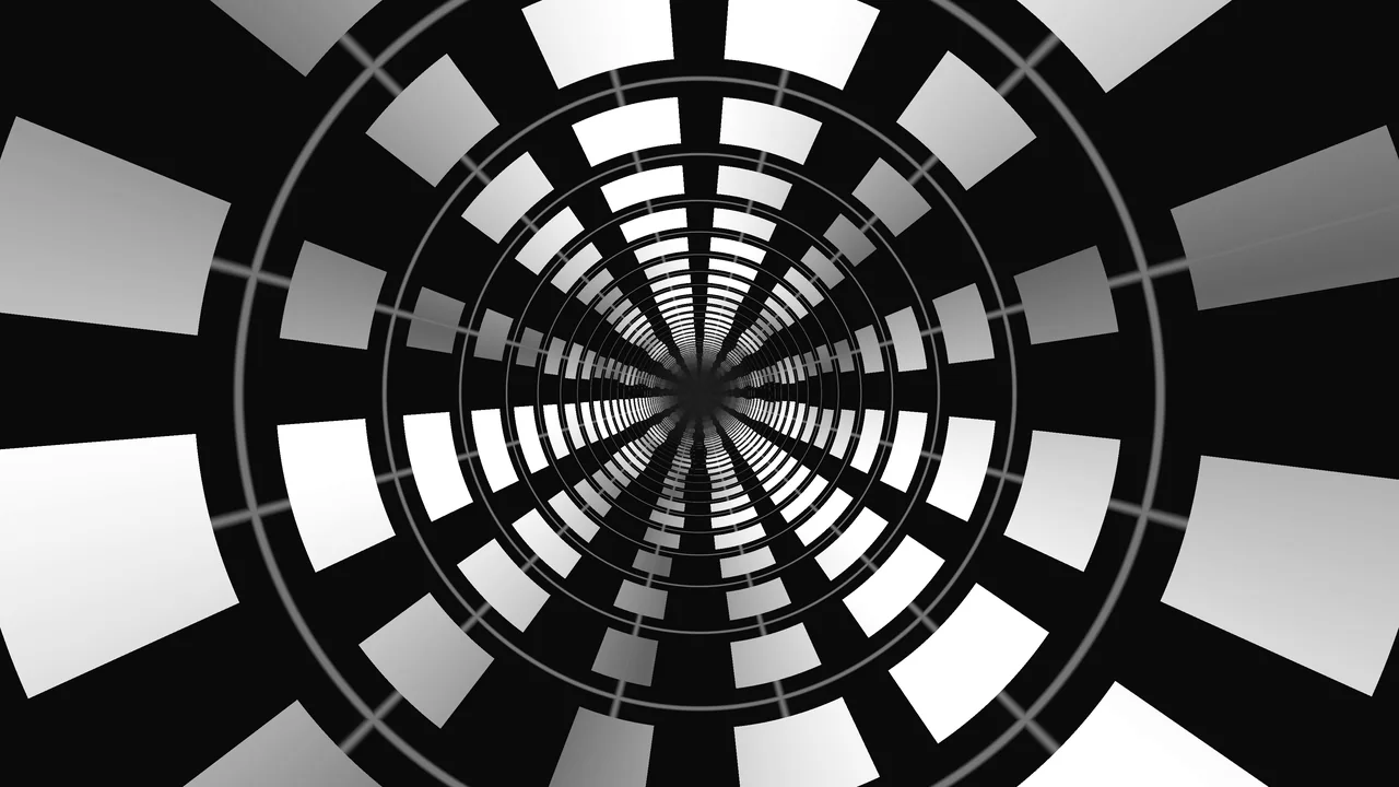 Monochrome Geometric Tunnel 4K Wallpaper
