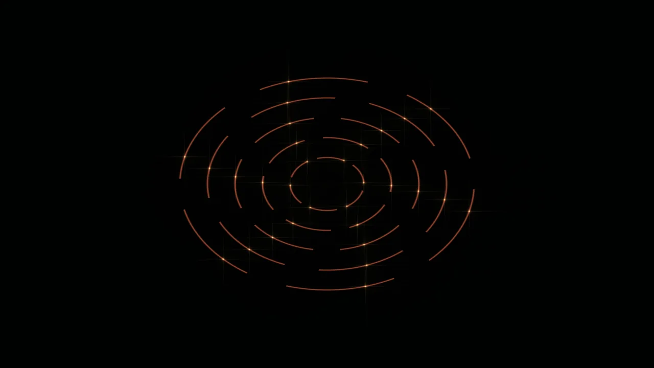 Amber Segmented Concentric Rings on Black 4K Wallpaper