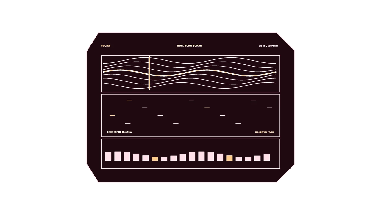 Futuristic Spacecraft Sonar HUD Waveform Telemetry 4K Wallpaper