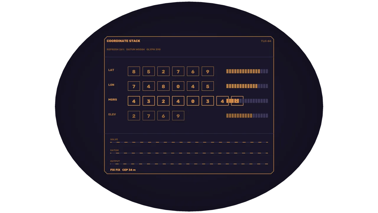 Amber Coordinate Stack HUD Interface 4K Sci-Fi Wallpaper