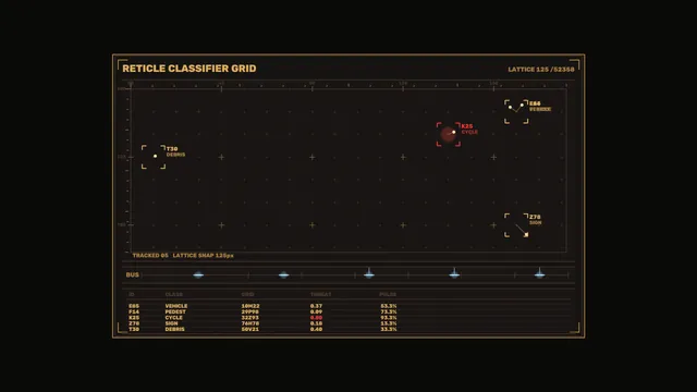 Sci-Fi Reticle Classifier Grid HUD Telemetry Dashboard 4K Wallpaper