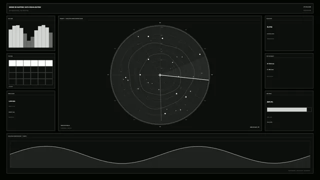 Drone Mapping Telemetry HUD with Circular Scanner | 4K Sci-Fi Wallpaper