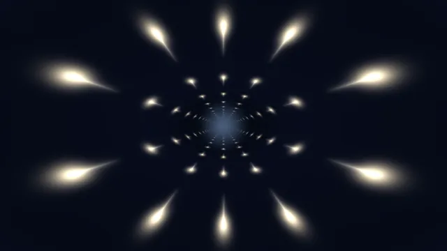 Glowing Radial Particle Tunnel with Teardrop Lights 4K Wallpaper