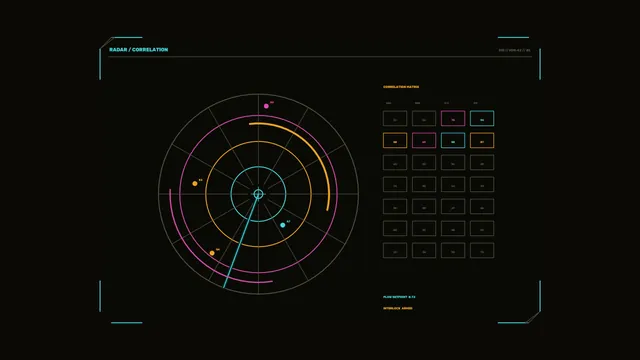 Sci-Fi Radar Correlation HUD 4K Wallpaper with Circular Scanner