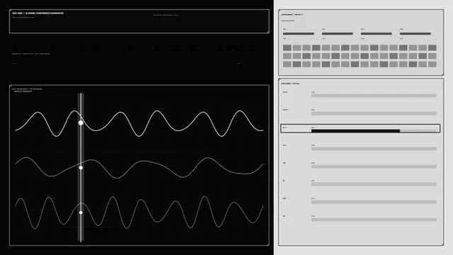 Monochrome Sci-Fi Diagnostic HUD with Waveform Telemetry