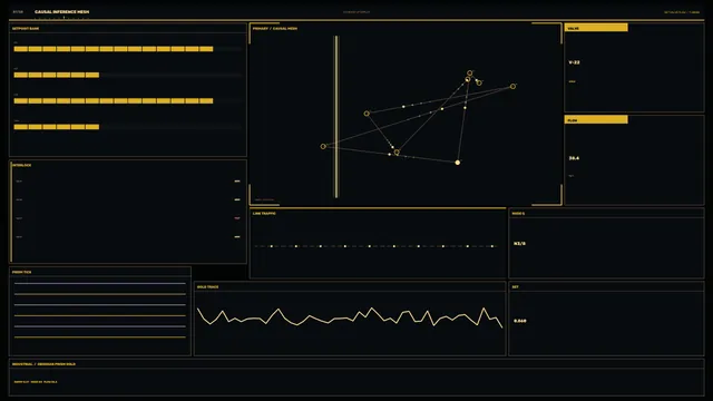 Industrial Process-Control HUD with Causal Network Dashboard — 4K Sci-Fi Desktop