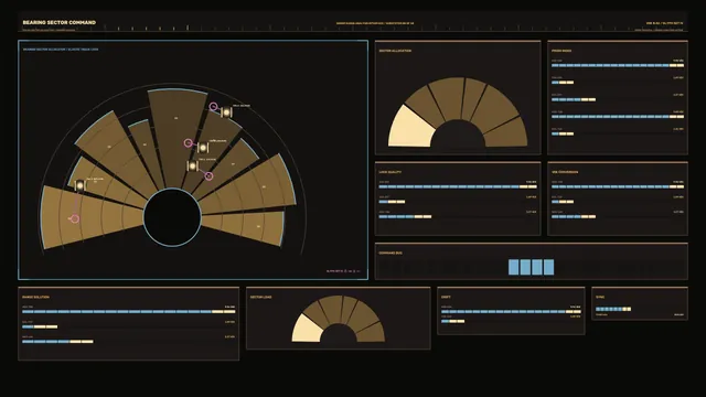 Fictional Sonar-Style HUD Dashboard with Radial Sector Scanner | 4K Wallpaper