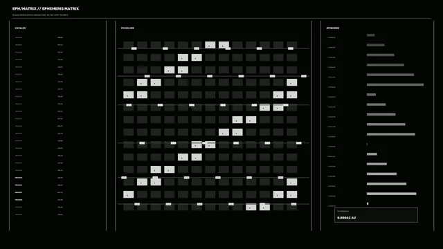 Black and White Space Navigation Ephemeris HUD