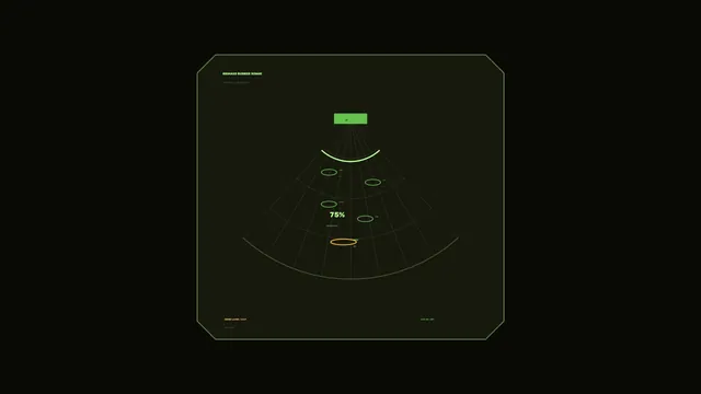 Biomass Bunker Sonar HUD Dashboard with Fan-Shaped Scanner