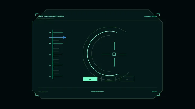 Solar Battery Charging Status HUD with Circular Target Reticle — 4K Sci-Fi Image