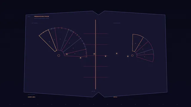 Futuristic Radial Telemetry HUD Interface in Orange and Violet