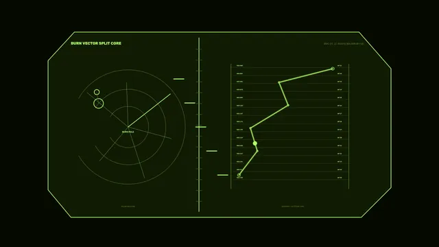 Fictional Spacecraft Navigation HUD with Polar Scanner and Route Graph
