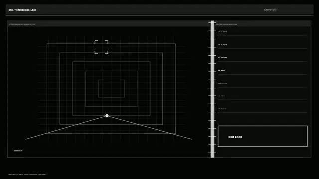 4K Sci-Fi Geo-Lock HUD with Stereo Geolocation Grid