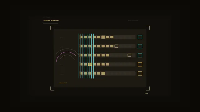 Service Interlock 4K Sci-Fi HUD Wallpaper with Segmented Telemetry Bars and ArcG
