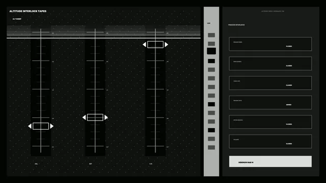 Monochrome Altitude-Interlock Telemetry HUD Dashboard, 4K Sci-Fi Wallpaper