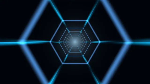 Electric Blue Hexagonal Portal HUD 4K Wallpaper