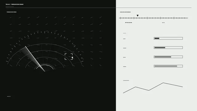 Monochrome Sonar Navigation HUD with Telemetry Dashboard 4K Wallpaper