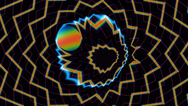 Neon Kaleidoscopic Mandala with Gradient Orb