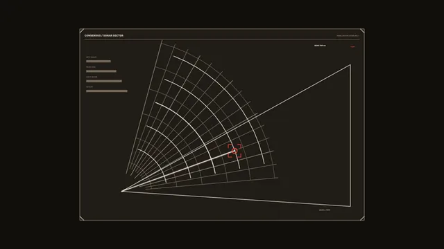 Futuristic Sonar Sector HUD Dashboard with Red Target Reticle 4K Wallpaper