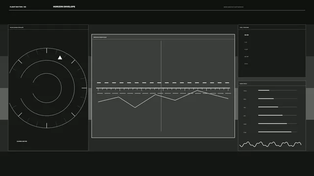 Drone Flight HUD with Horizon Graph and Telemetry Panels 4K Wallpaper
