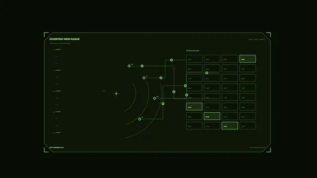 Green Mesh Radar HUD Interface with Telemetry Matrix, 4K Wallpaper