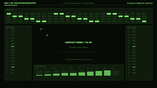 Contact Decode Data HUD with Green Telemetry Grid 4K Wallpaper