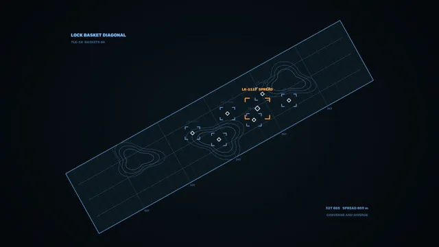 Blue Diagonal Target Lock HUD with Contour Telemetry Grid